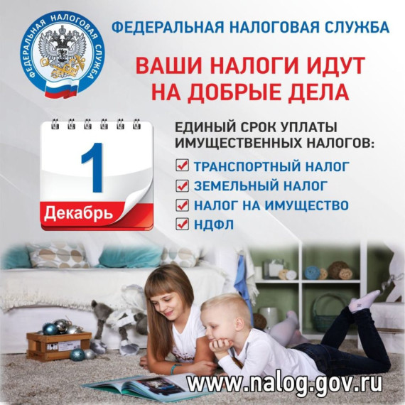 Срок уплаты налогов - до 1 декабря. Срок уплаты налогов - до 1 декабря.